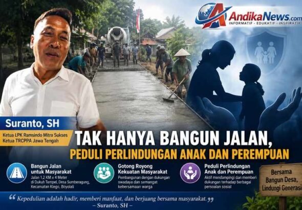 Suranto SH Ketua LPK Ramsindo Mitra Sukses dan TRCPPA Jawa Tengah peduli pembangunan jalan dan perlindungan anak perempuan
