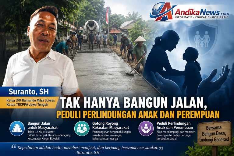 Suranto SH Ketua LPK Ramsindo Mitra Sukses dan TRCPPA Jawa Tengah peduli pembangunan jalan dan perlindungan anak perempuan